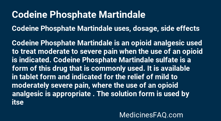 Codeine Phosphate Martindale