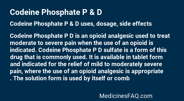 Codeine Phosphate P & D
