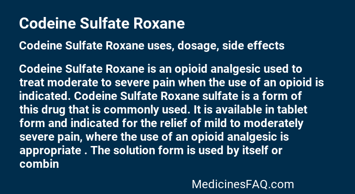 Codeine Sulfate Roxane