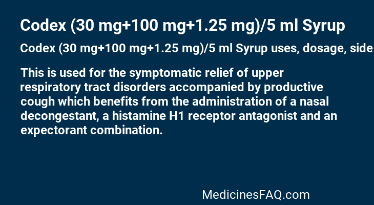 Codex (30 mg+100 mg+1.25 mg)/5 ml Syrup