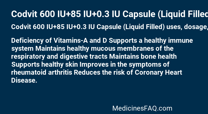 Codvit 600 IU+85 IU+0.3 IU Capsule (Liquid Filled)