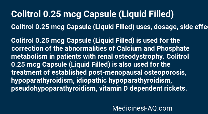 Colitrol 0.25 mcg Capsule (Liquid Filled)