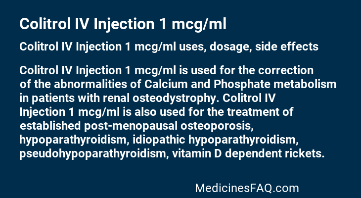 Colitrol IV Injection 1 mcg/ml