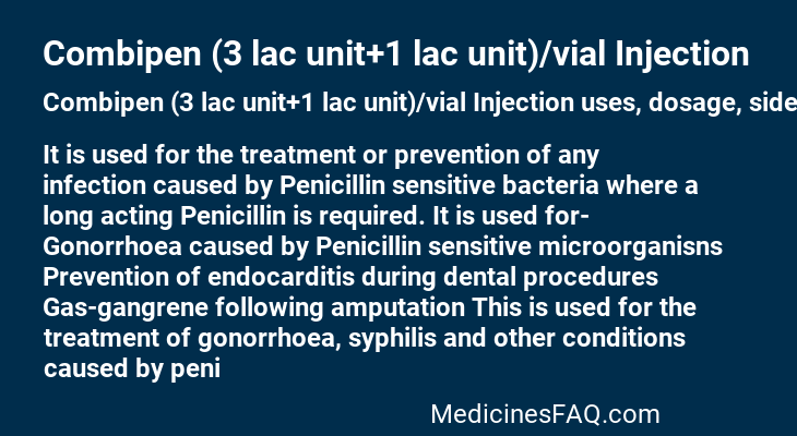 Combipen (3 lac unit+1 lac unit)/vial Injection