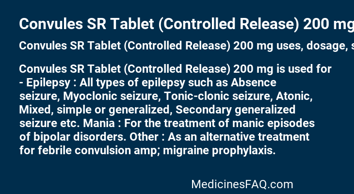 Convules SR Tablet (Controlled Release) 200 mg