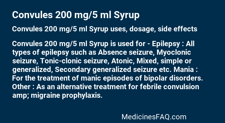 Convules 200 mg/5 ml Syrup