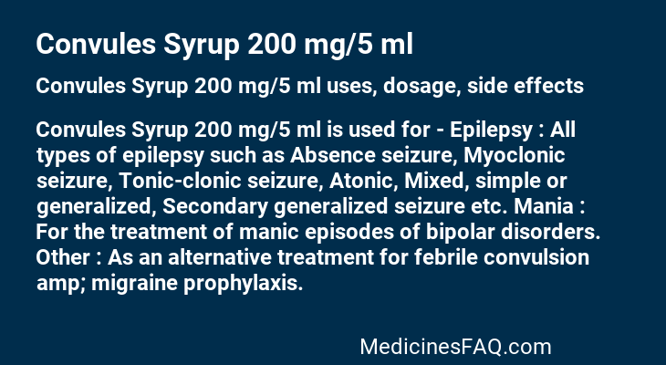 Convules Syrup 200 mg/5 ml