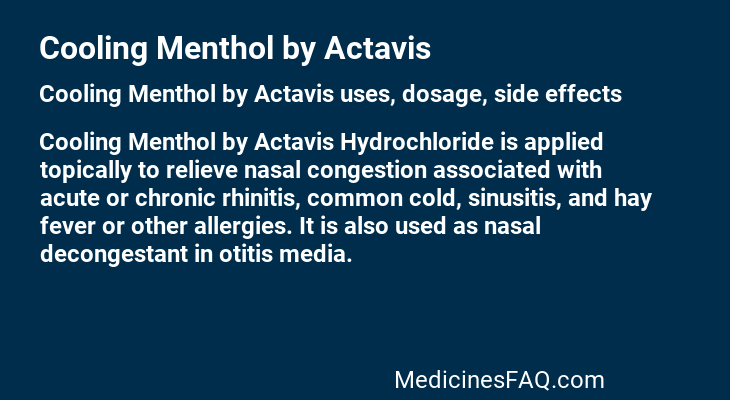 Cooling Menthol by Actavis