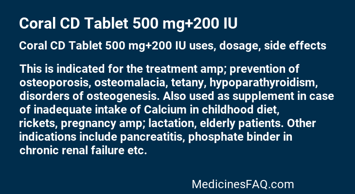 Coral CD Tablet 500 mg+200 IU