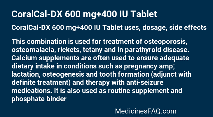 CoralCal-DX 600 mg+400 IU Tablet