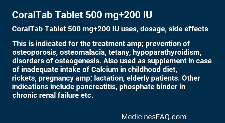 CoralTab Tablet 500 mg+200 IU