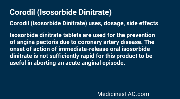 Corodil (Isosorbide Dinitrate)