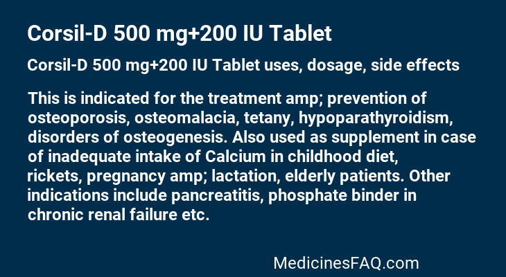 Corsil-D 500 mg+200 IU Tablet