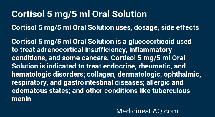 Cortisol 5 mg/5 ml Oral Solution