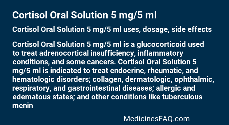 Cortisol Oral Solution 5 mg/5 ml