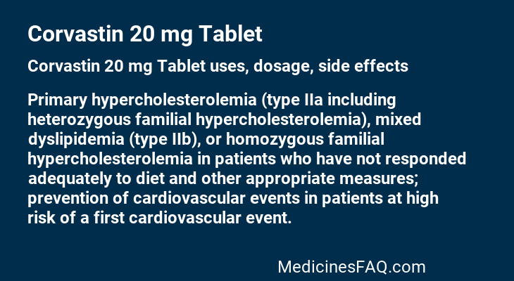 Corvastin 20 mg Tablet