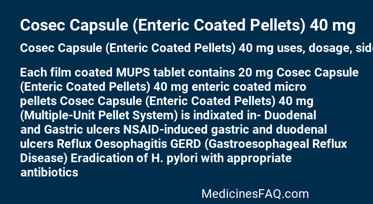 Cosec Capsule (Enteric Coated Pellets) 40 mg