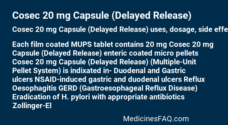 Cosec 20 mg Capsule (Delayed Release)