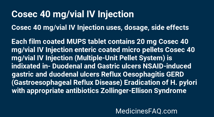 Cosec 40 mg/vial IV Injection