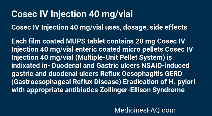 Cosec IV Injection 40 mg/vial