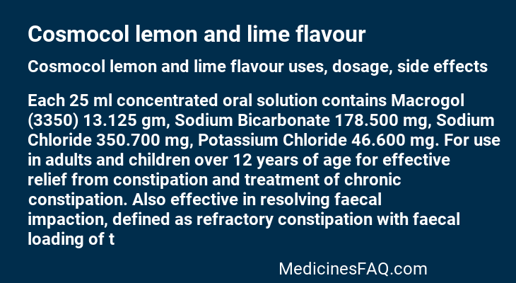 Cosmocol lemon and lime flavour