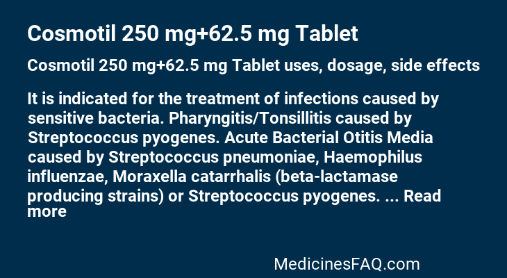 Cosmotil 250 mg+62.5 mg Tablet