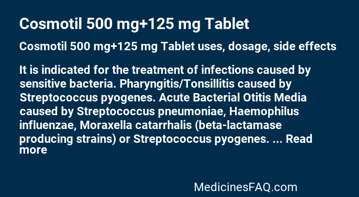 Cosmotil 500 mg+125 mg Tablet