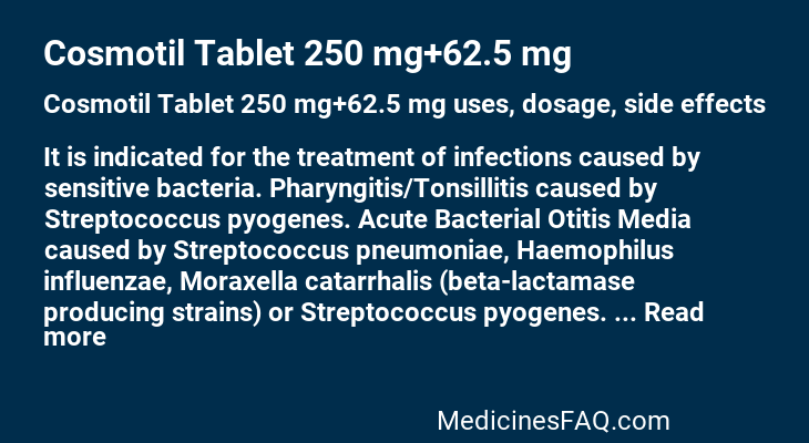 Cosmotil Tablet 250 mg+62.5 mg