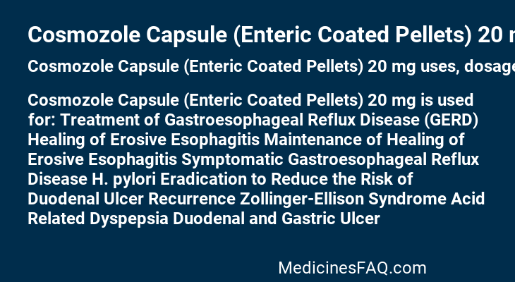 Cosmozole Capsule (Enteric Coated Pellets) 20 mg