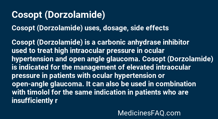 Cosopt (Dorzolamide)