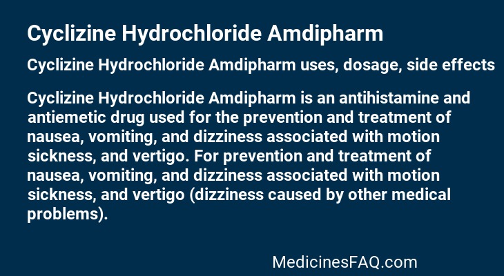Cyclizine Hydrochloride Amdipharm