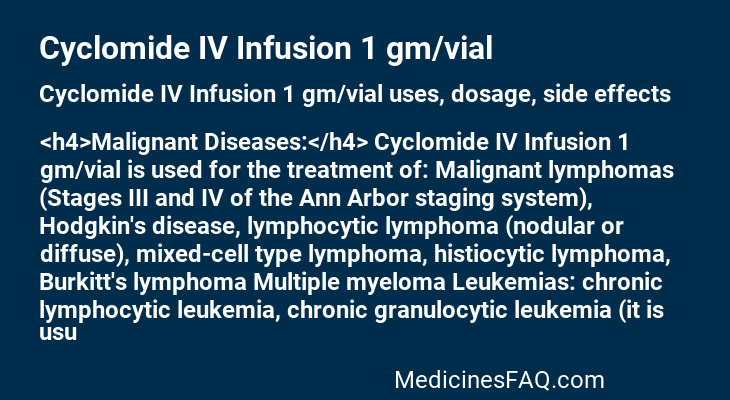 Cyclomide IV Infusion 1 gm/vial