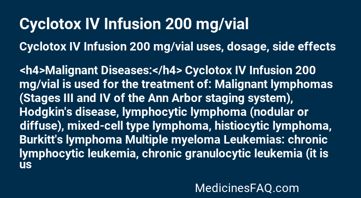 Cyclotox IV Infusion 200 mg/vial
