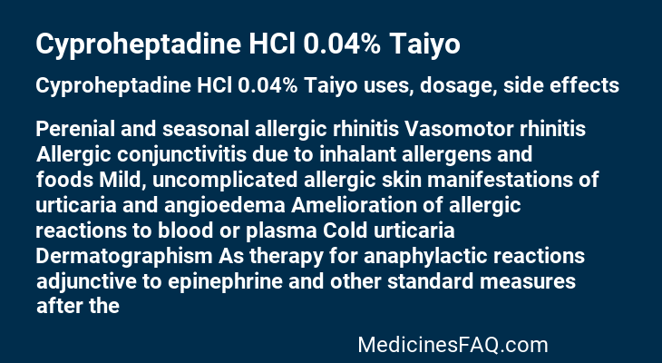 Cyproheptadine HCl 0.04% Taiyo