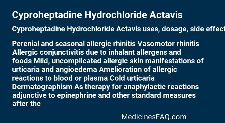 Cyproheptadine Hydrochloride Actavis
