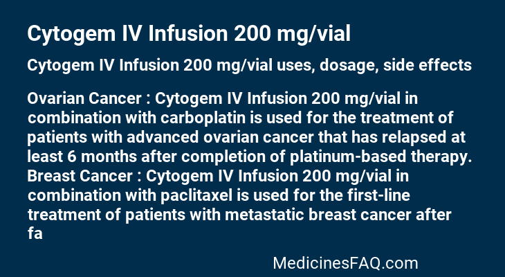 Cytogem IV Infusion 200 mg/vial