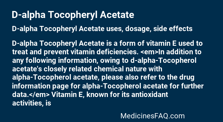 D-alpha Tocopheryl Acetate