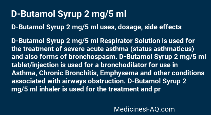 D-Butamol Syrup 2 mg/5 ml