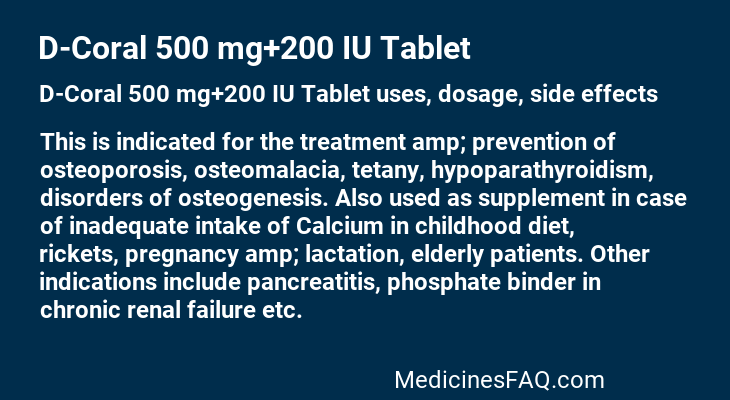 D-Coral 500 mg+200 IU Tablet