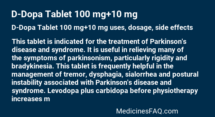 D-Dopa Tablet 100 mg+10 mg