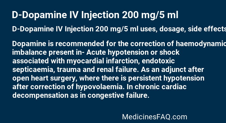 D-Dopamine IV Injection 200 mg/5 ml