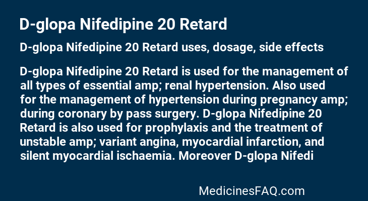 D-glopa Nifedipine 20 Retard