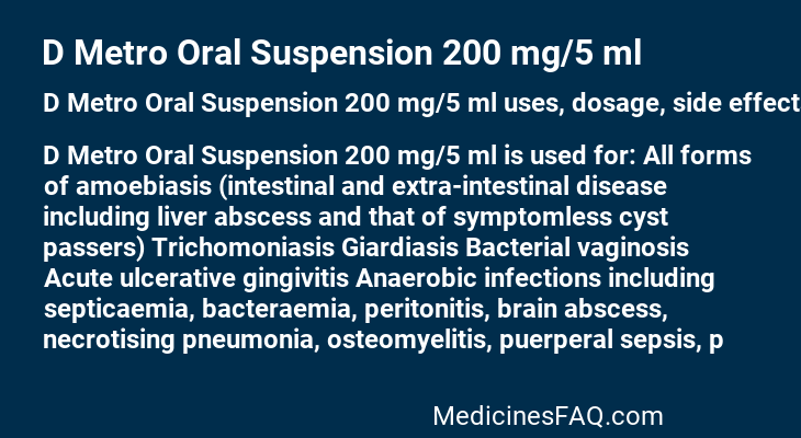 D Metro Oral Suspension 200 mg/5 ml