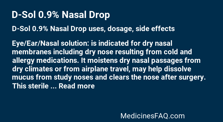 D-Sol 0.9% Nasal Drop