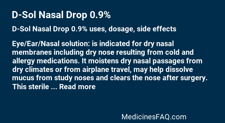 D-Sol Nasal Drop 0.9%