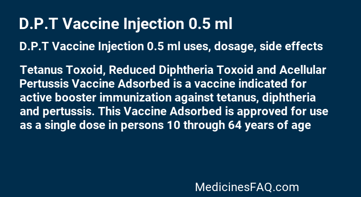 D.P.T Vaccine Injection 0.5 ml