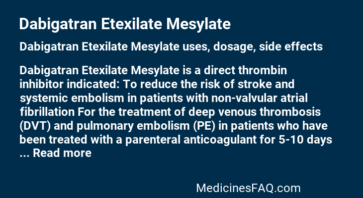 Dabigatran Etexilate Mesylate