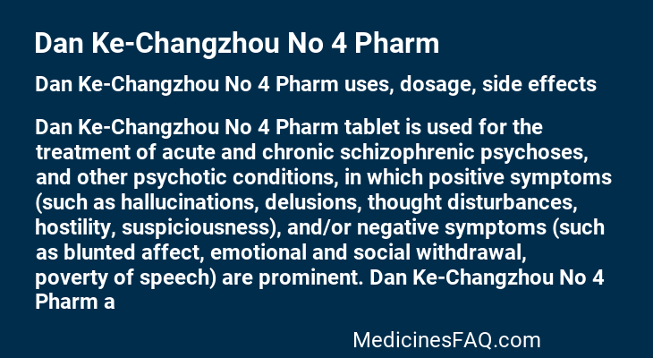 Dan Ke-Changzhou No 4 Pharm