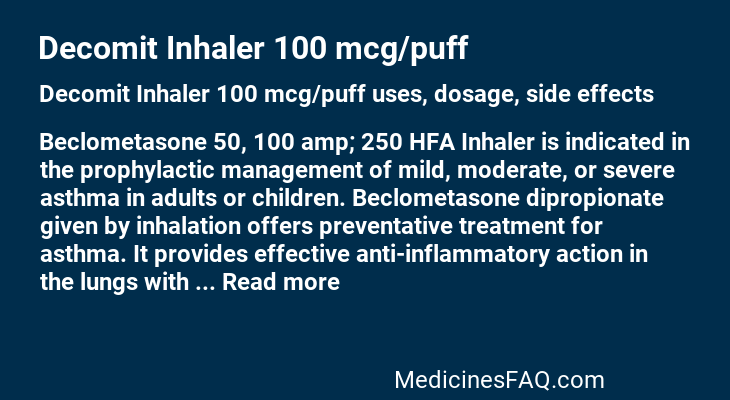 Decomit Inhaler 100 mcg/puff