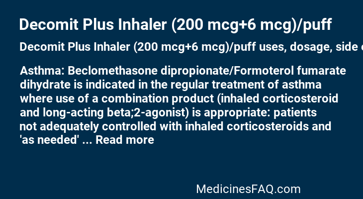 Decomit Plus Inhaler (200 mcg+6 mcg)/puff